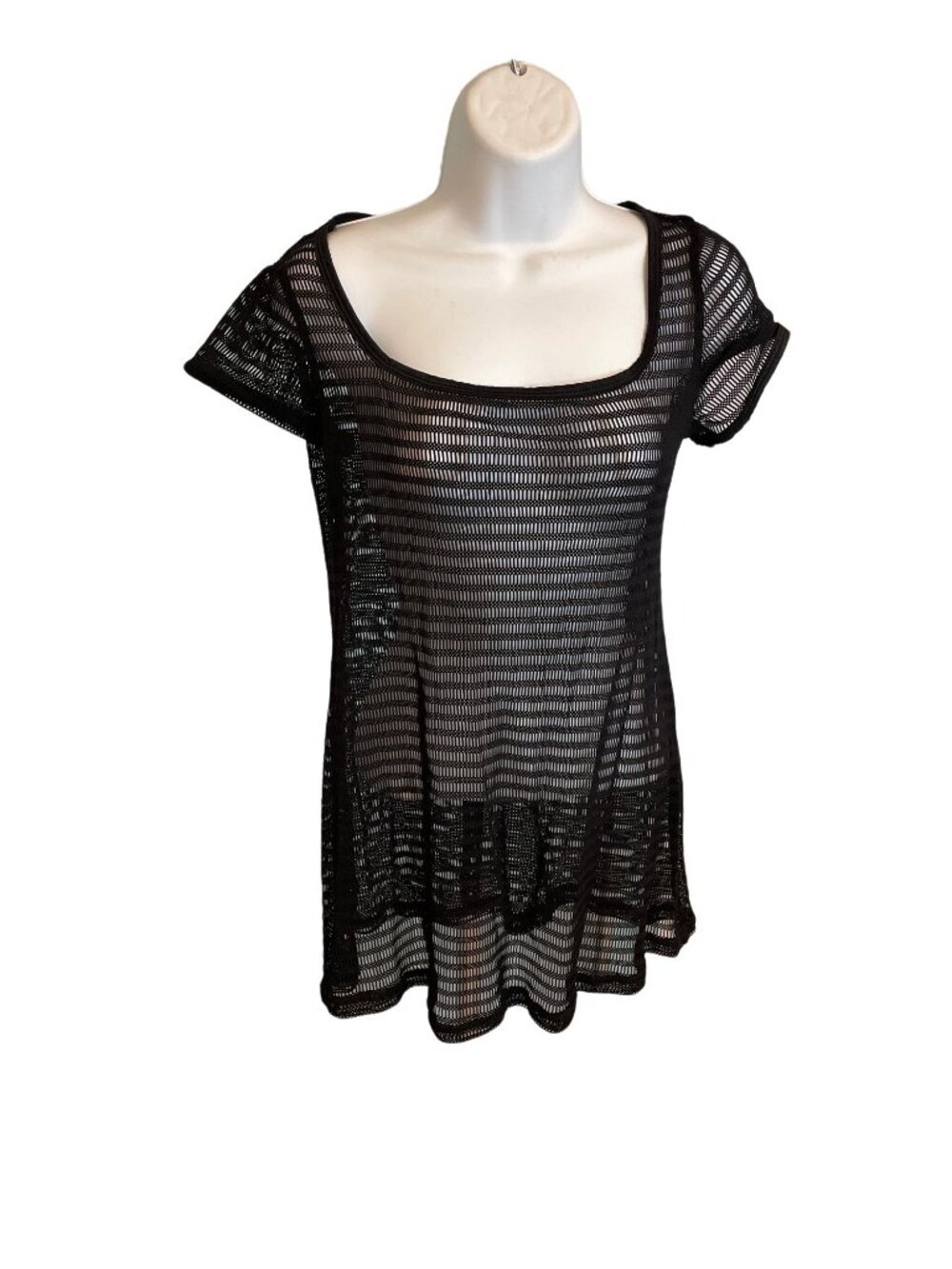 Baja Blue Small Black Net Mesh Swimsuit Coverup Beachy Summer Vacation
